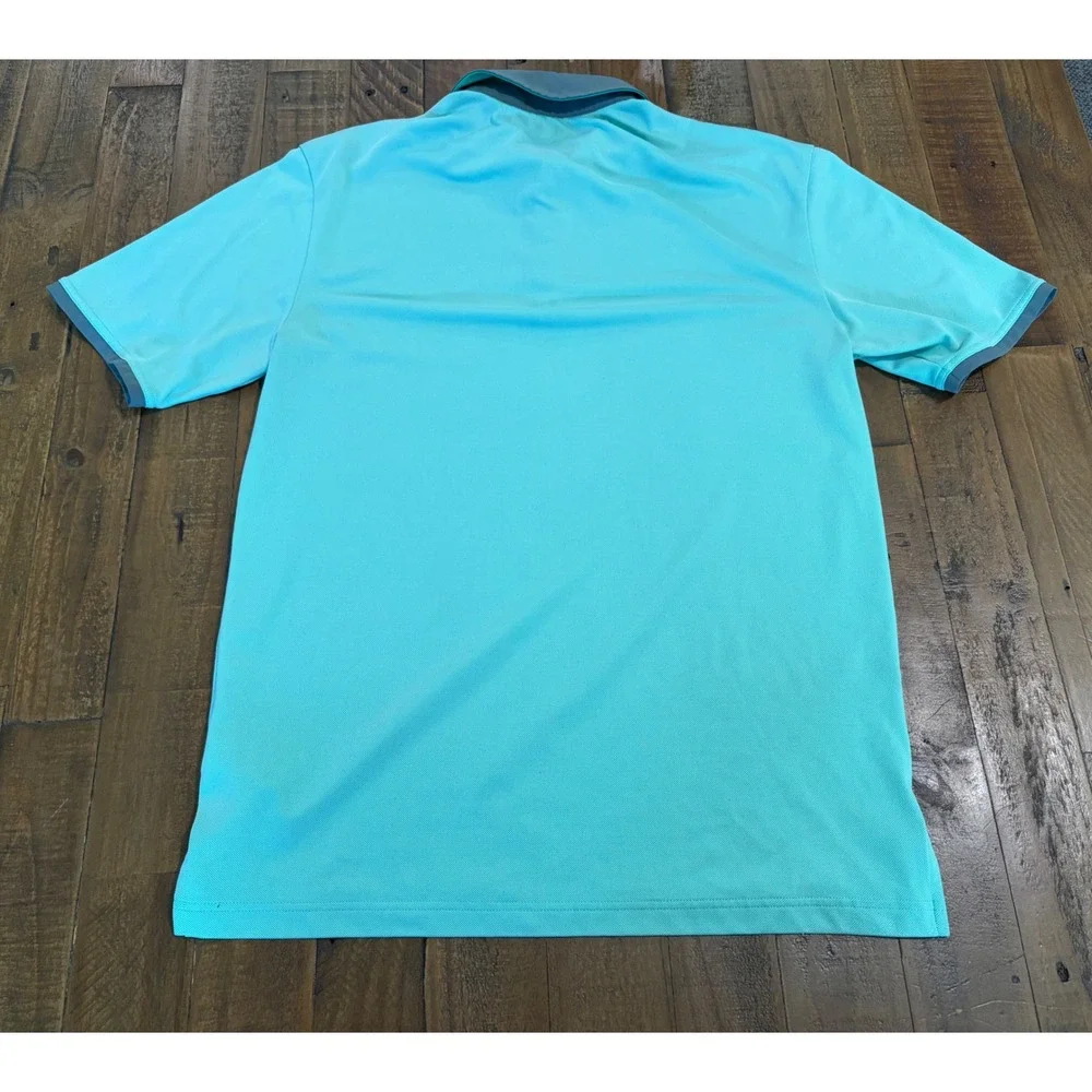 Adidas Climacool Golf Polo Shirt Mens Small Aqua Blue Grey Trim Short Sleeve